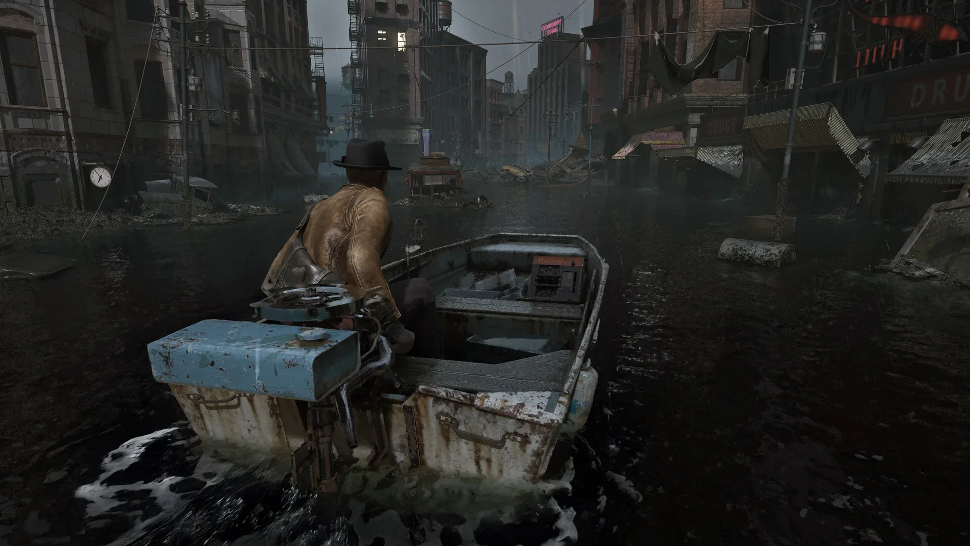 The Sinking City 2 — герой на затопленной улице Аркхэма